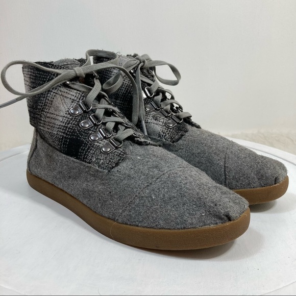 TOMS Highlands Botas Lace Up Booties In Gray Plaid - Picture 1 of 10
